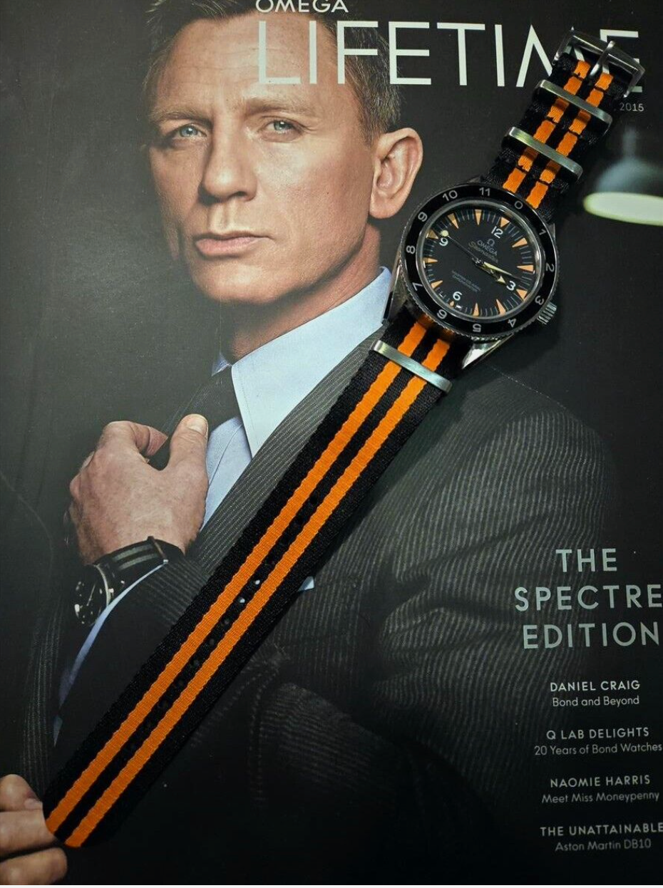 Omega Seamaster Spectre Orange x Black Ballistic 20mm Replacement NATO Strap