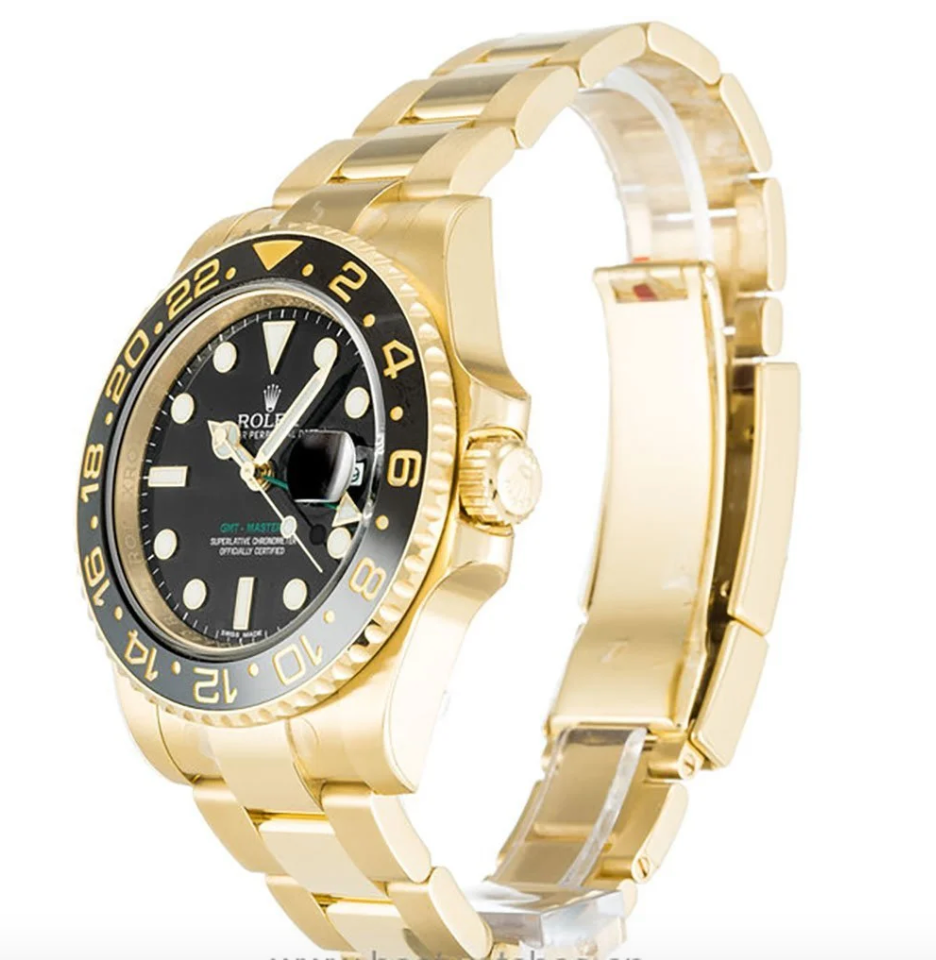 Rolex GMT Master II Yellow Gold Black 116718 Watch