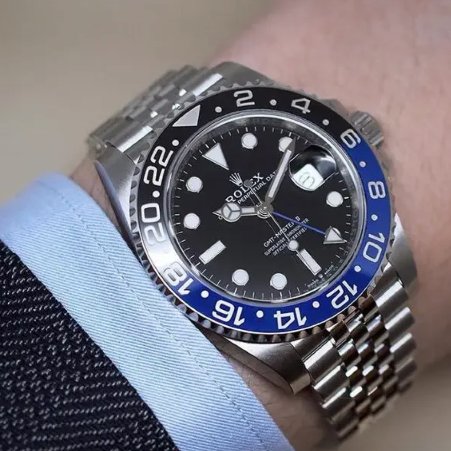 Rolex GMT-Master II GMT Black Dial Batman Bezel Men's 126710 Watch
