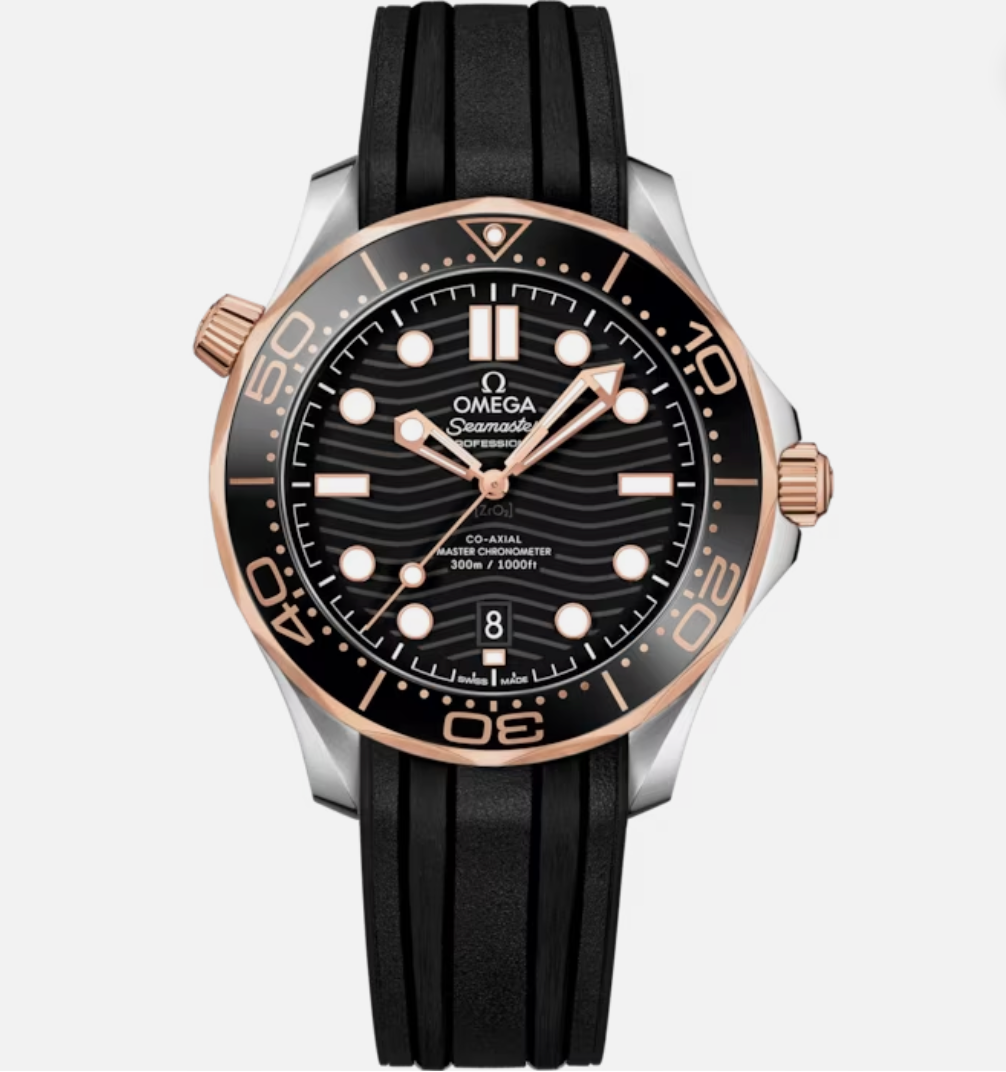 Omega Seamaster Automatic Black Rose Gold Rubber Strap 210.62.44.20.01.001