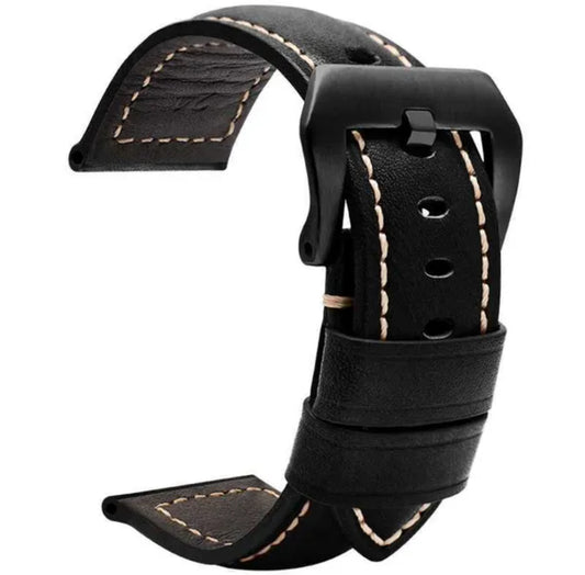 Panerai Replacement Leather Black Black 24mm Watch Strap
