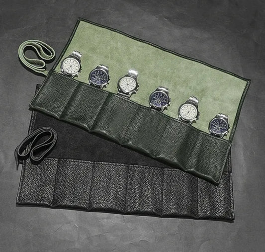 Leather watch storage Roll Pouch