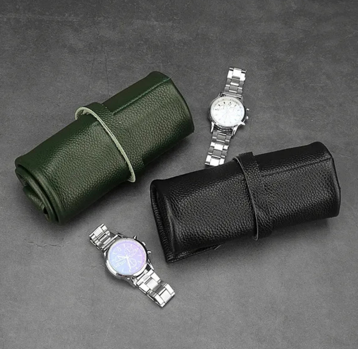 Leather watch storage Roll Pouch