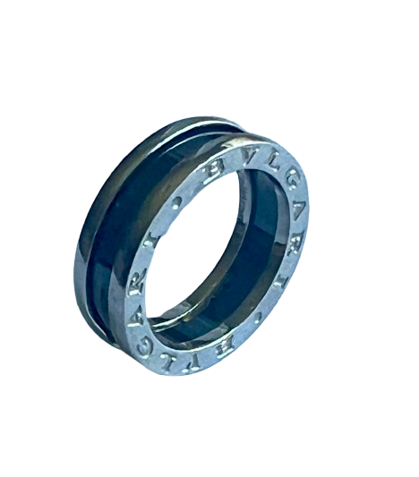 BVLGARI BZero 1 Chrome SS / Black USA Size 9 Ring