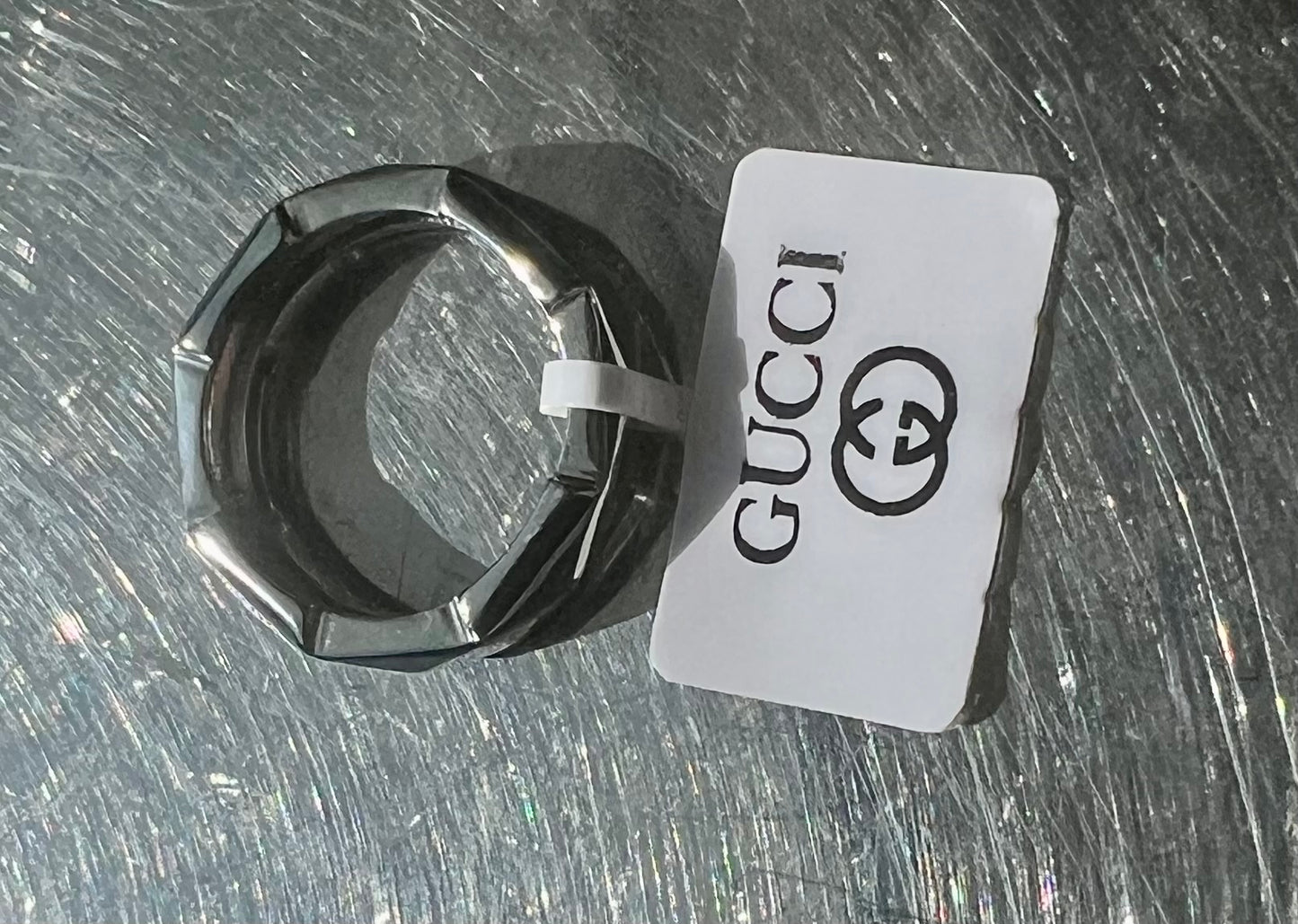 Gucci TRADEMARK HEXAGON RING SS USA Size 9 Ring