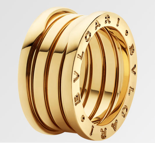 BVLGARI B. Zero1 18k 4-Band Ring Chrome SS / Black USA Size 7 Ring