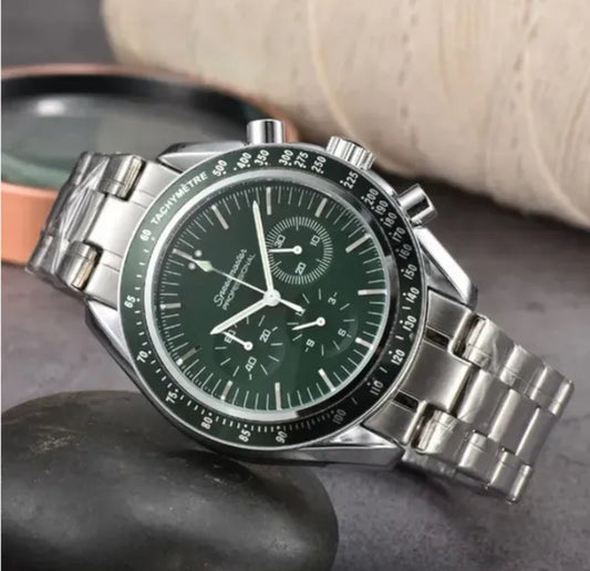 Omega Speedmaster Moonwatch Professional Green Dial QUARTZ Chronometer  Watch