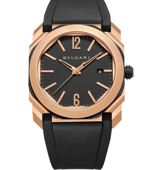 BVLGARI Octo L’Originale Rose Gold Rubber Strap