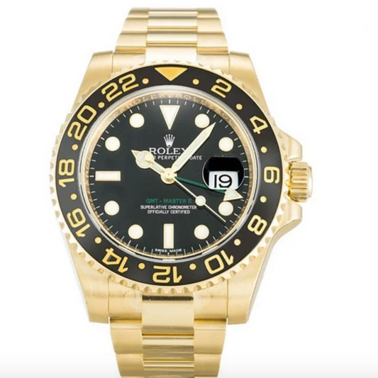 Rolex GMT Master II Yellow Gold Black 116718 Watch