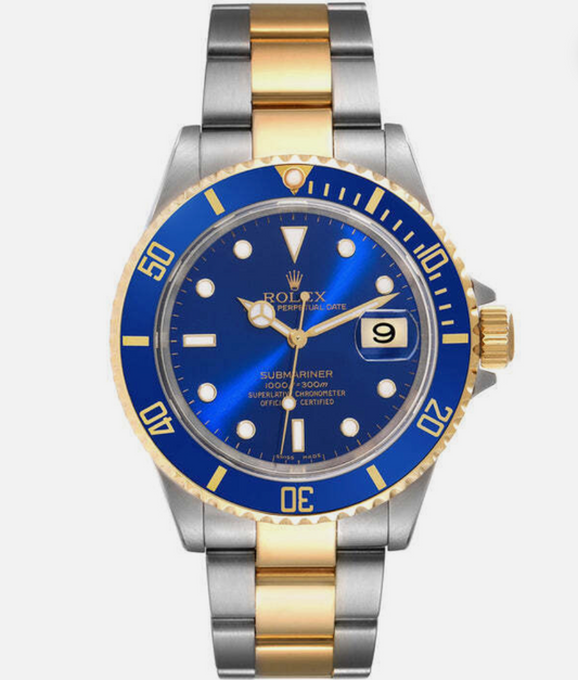 Rolex Submariner Blue Dial Two Tone Steel Yellow Gold Oyster Watch 16613T Watch