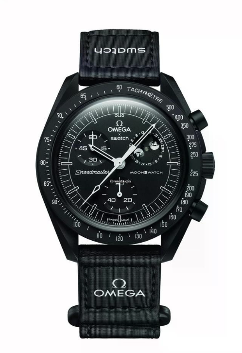 Swatch x Omega MISSION TO THE MOONPHASE Black "SNOOPY NEW MOON" watch